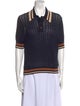 Tory Burch Striped Three-Quarter Sleeve Polo