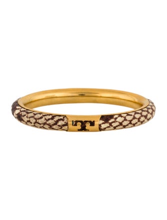 Tory Burch Leather Logo Bangle Bracelet