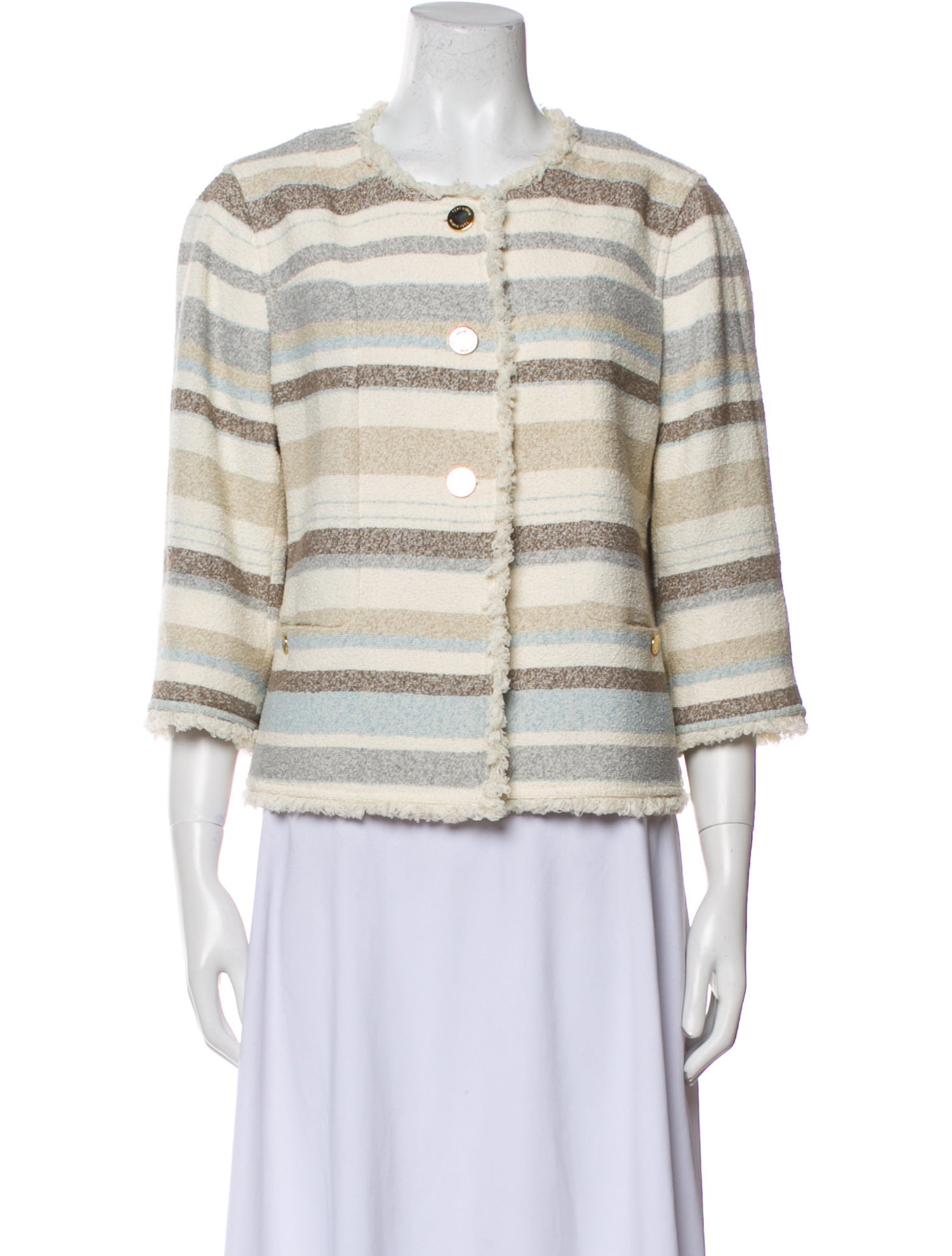 Tory Burch Striped Faux Fur Jacket