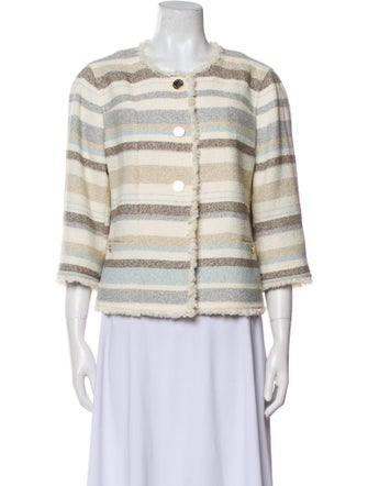 Tory Burch Striped Faux Fur Jacket