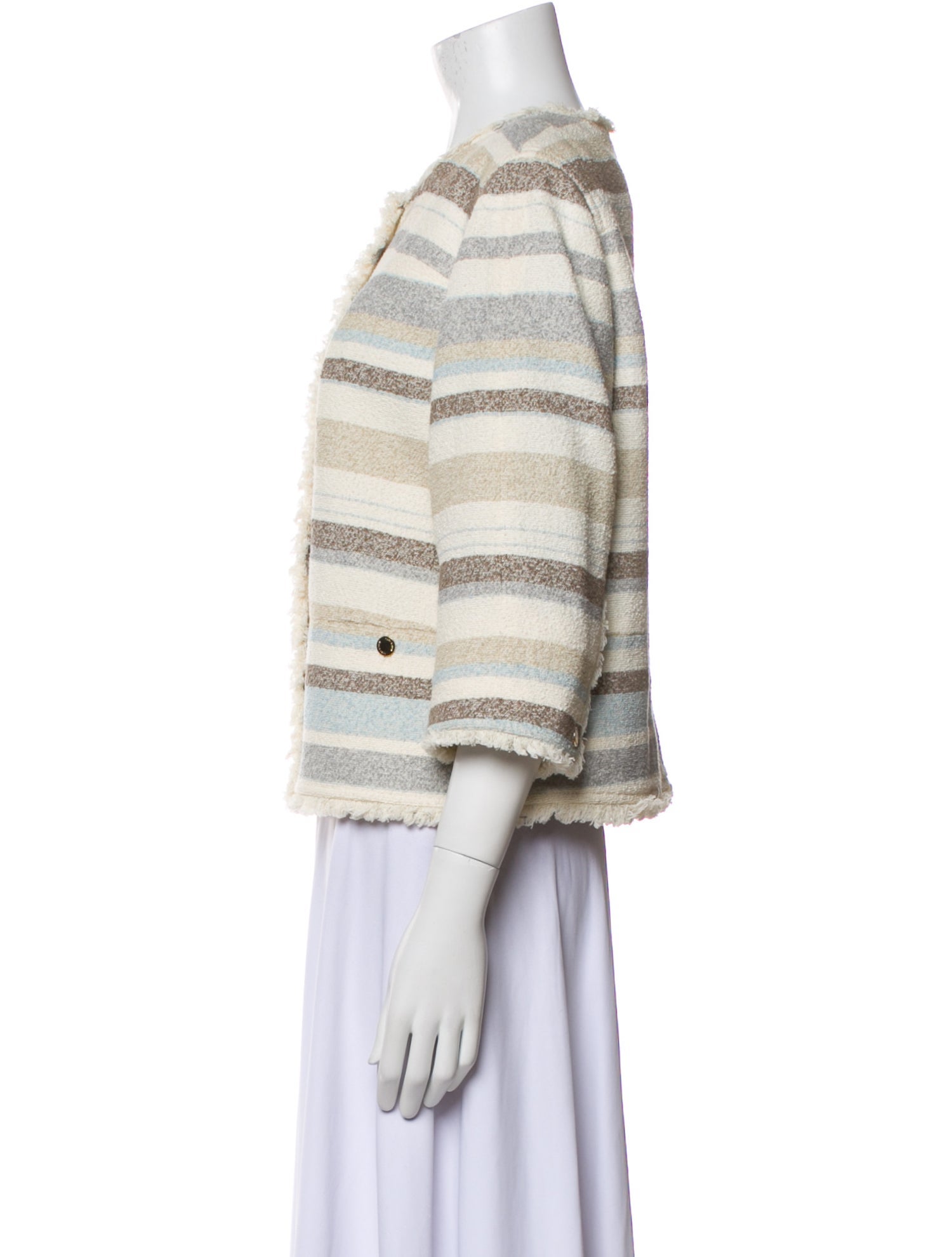 Tory Burch Striped Faux Fur Jacket