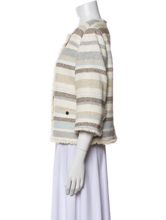 Tory Burch Striped Faux Fur Jacket