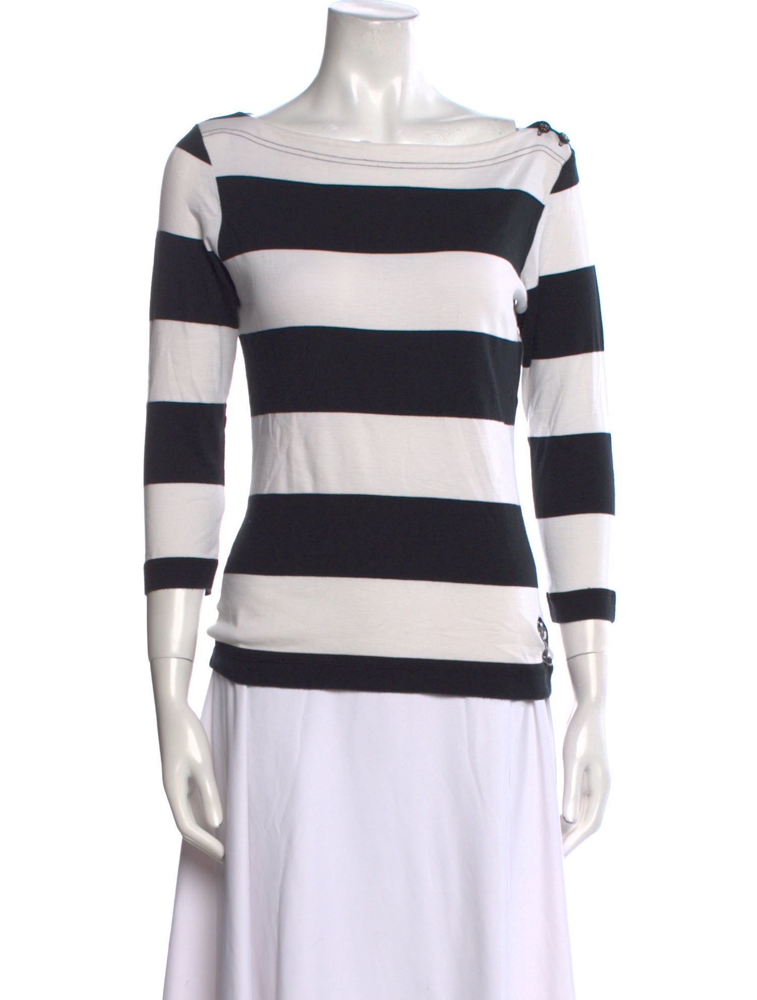 Tory Burch Striped Bateau Neckline Top