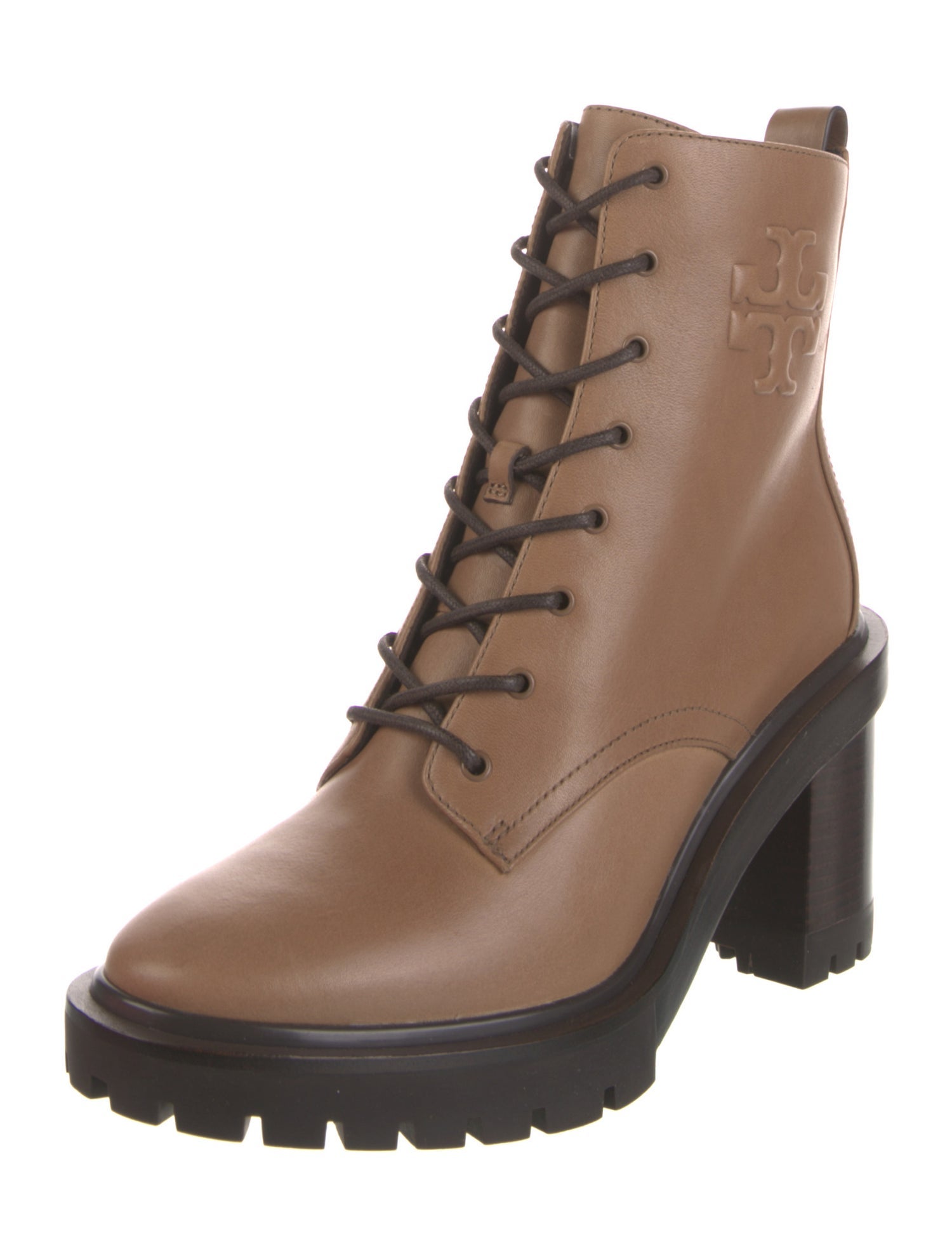 Tory Burch Leather Lace-Up Boots