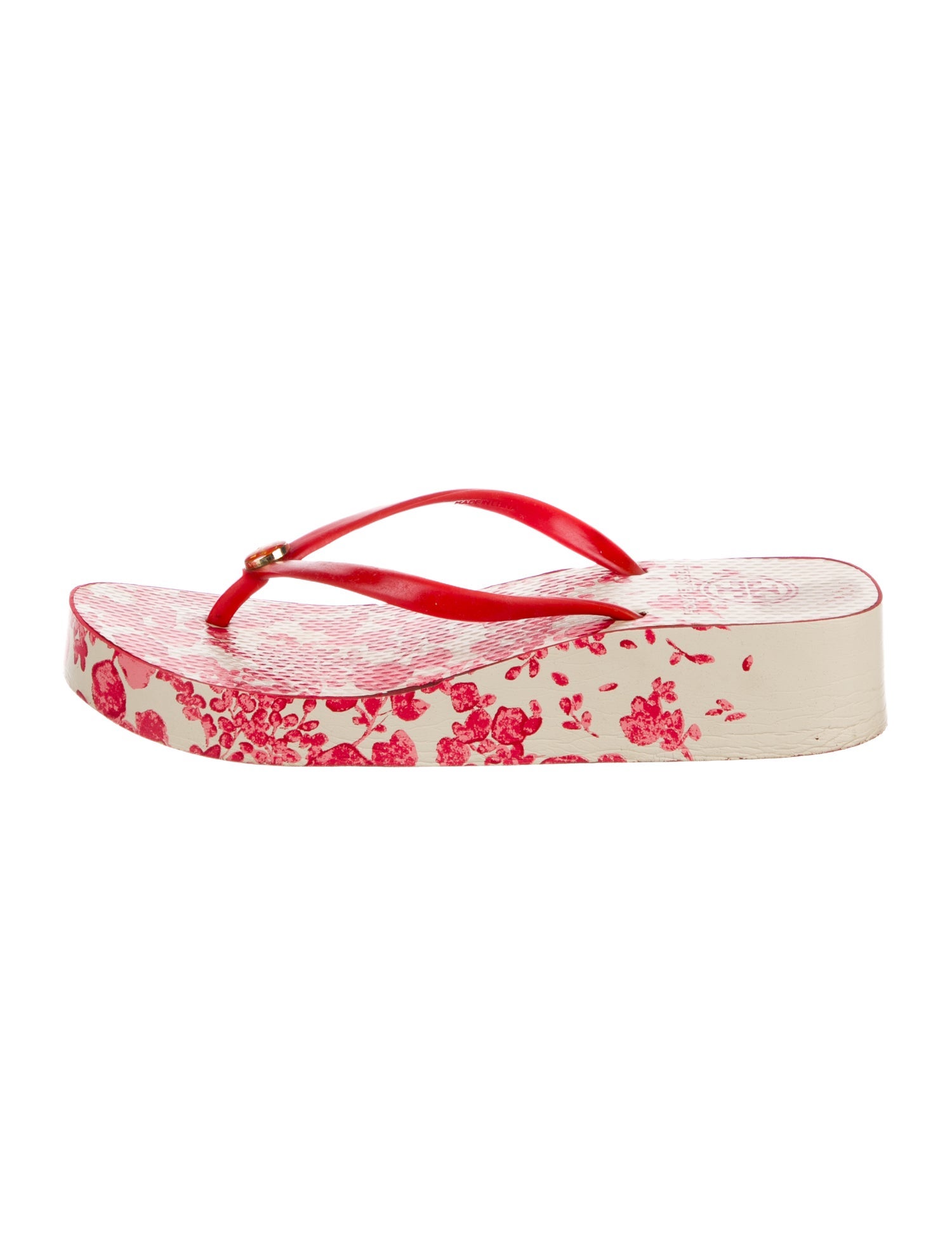 Tory Burch Rubber Floral Print Flip Flops