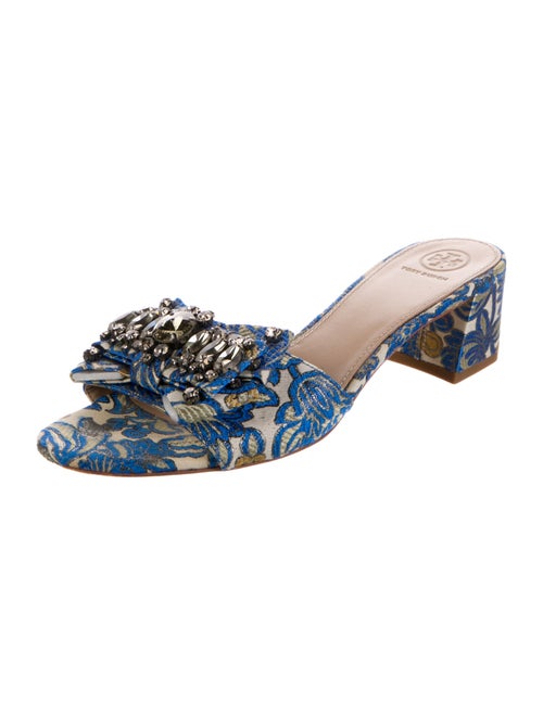 Tory Burch Floral Print Bow Accents Slides
