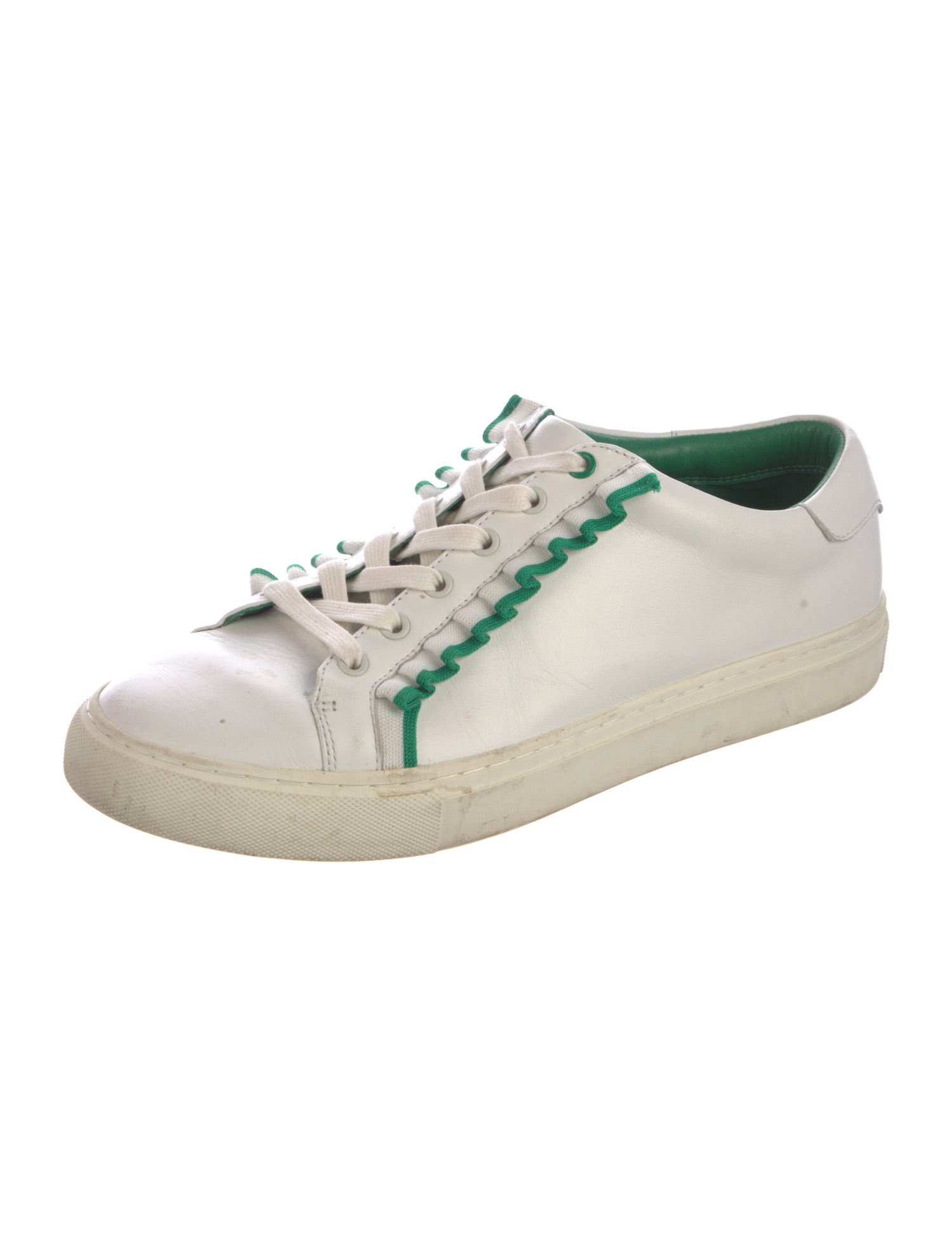 Tory Burch Leather Ruffle Embellishment Sneakers