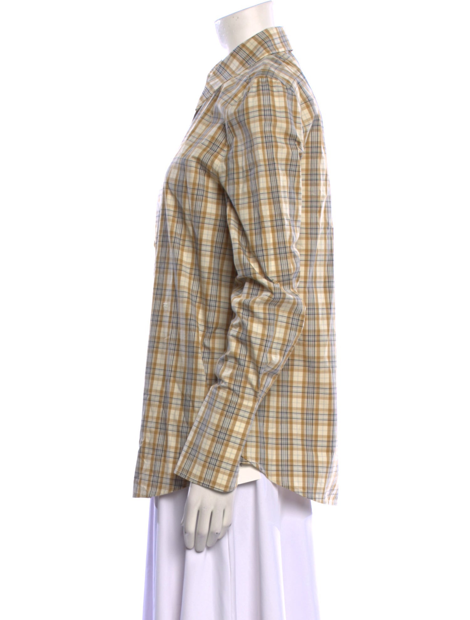 Tory Burch Plaid Print Long Sleeve Button-Up Top w/ Tags