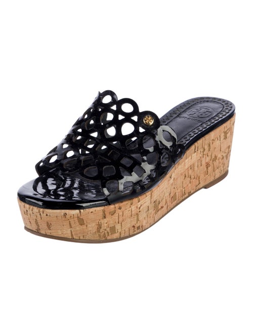 Tory Burch Patent Leather Cutout Accent Slides