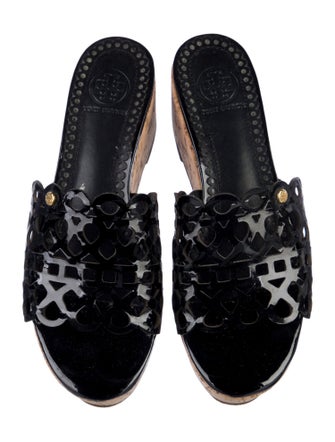 Tory Burch Patent Leather Cutout Accent Slides