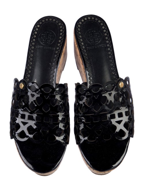 Tory Burch Patent Leather Cutout Accent Slides