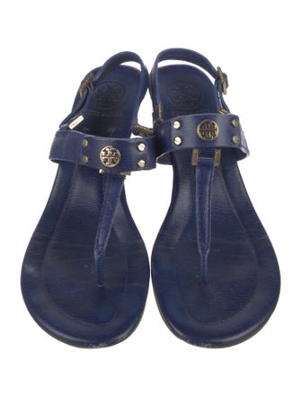 Tory Burch Leather Studded Accents T-Strap Sandals