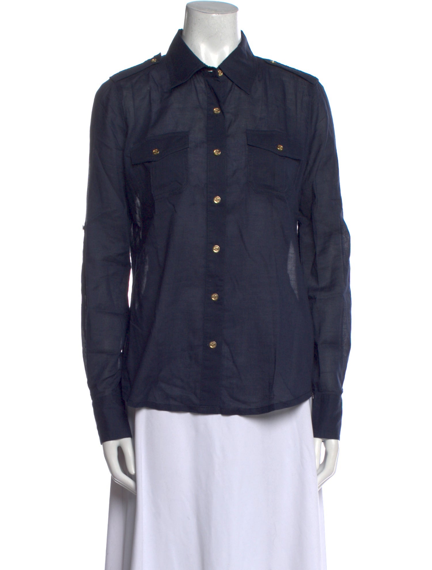 Tory Burch Long Sleeve Button-Up Top