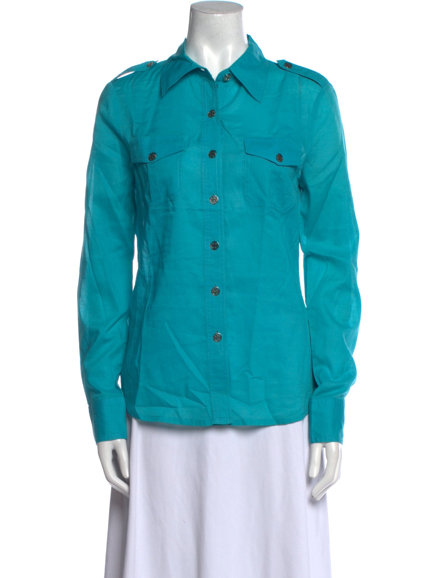 Tory Burch Long Sleeve Button-Up Top