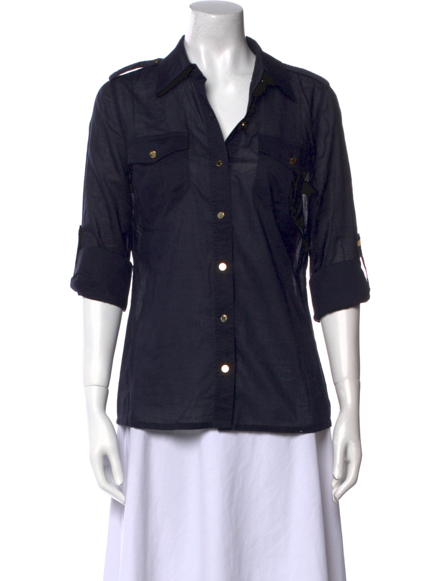 Tory Burch Three-Quarter Sleeve Button-Up Top