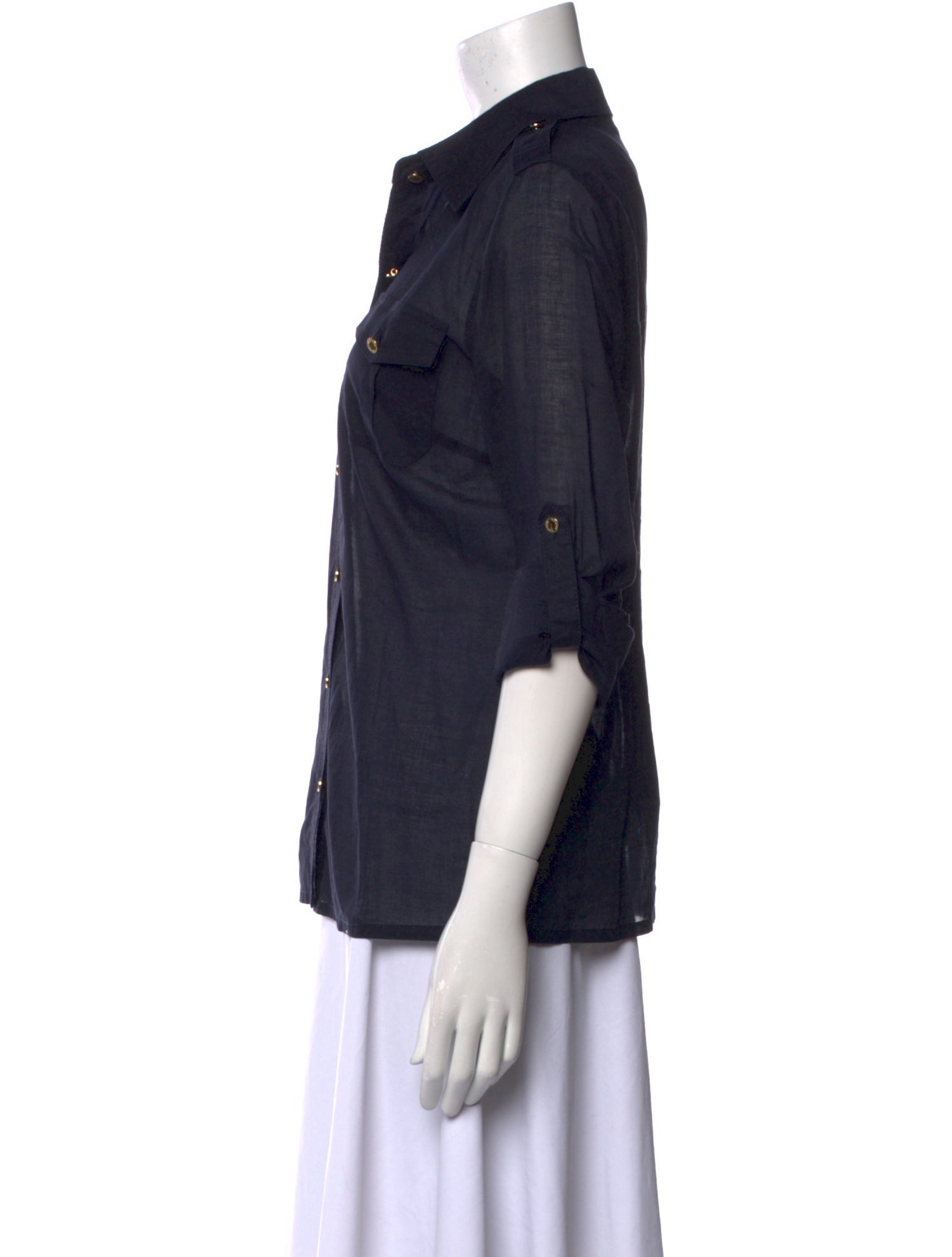 Tory Burch Three-Quarter Sleeve Button-Up Top