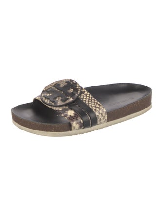 Tory Burch Leather Animal Print Slides