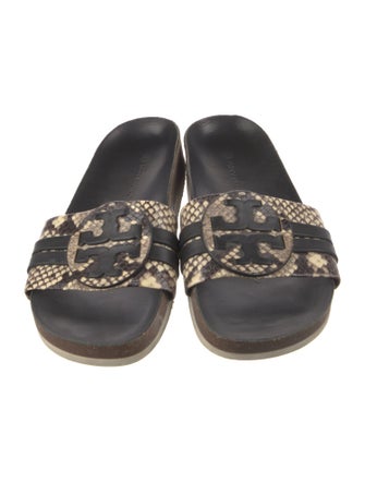 Tory Burch Leather Animal Print Slides