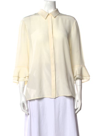 Tory Burch Silk Three-Quarter Sleeve Button-Up Top