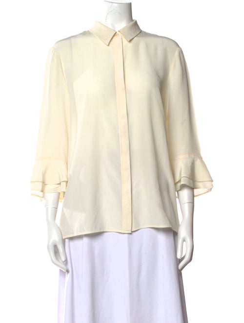Tory Burch Silk Three-Quarter Sleeve Button-Up Top