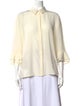 Tory Burch Silk Three-Quarter Sleeve Button-Up Top
