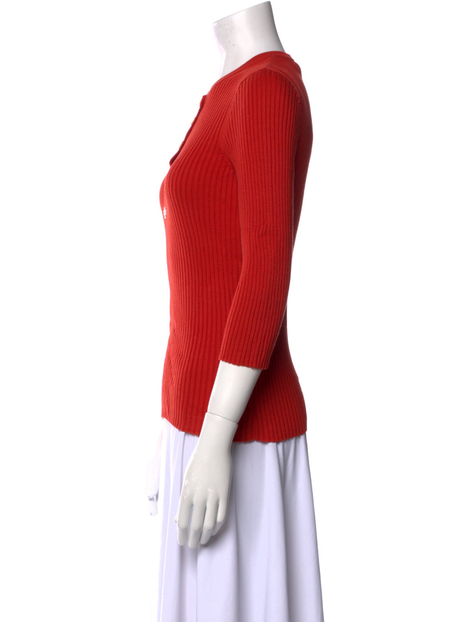 Tory Burch Mock Neck Three-Quarter Sleeve Polo