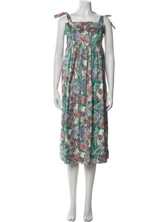 Tory Burch Floral Print Midi Length Dress