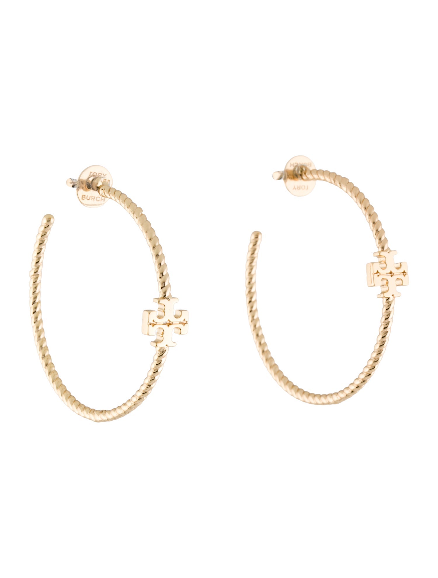 Tory Burch Textured Rope Logo Hoop Earrings