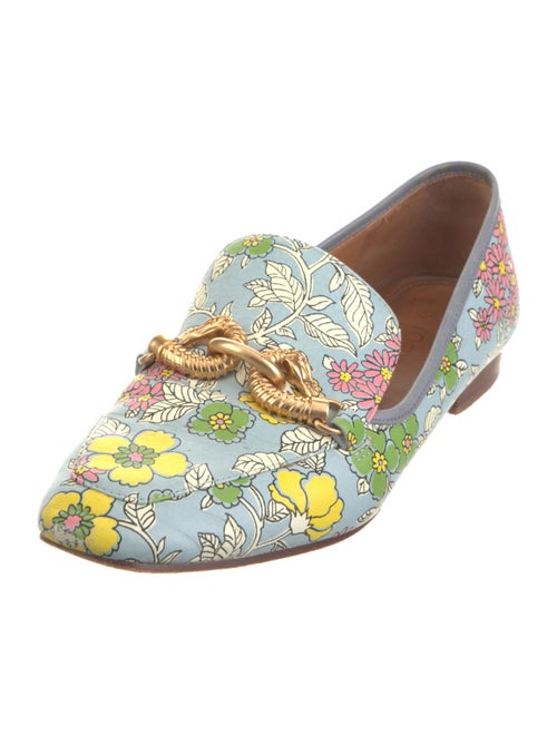 Tory Burch Leather Floral Print Loafers