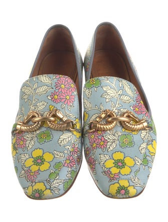 Tory Burch Leather Floral Print Loafers