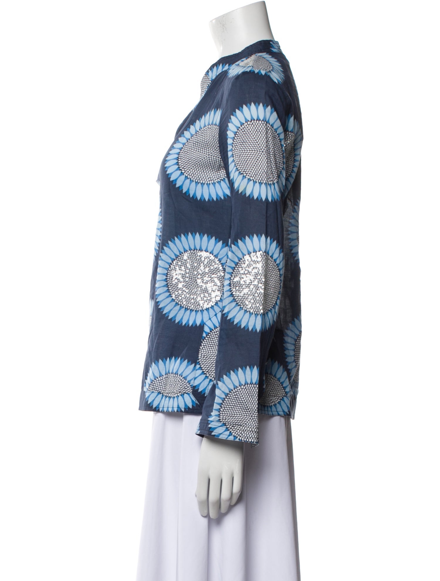 Tory Burch Printed Long Sleeve Blouse