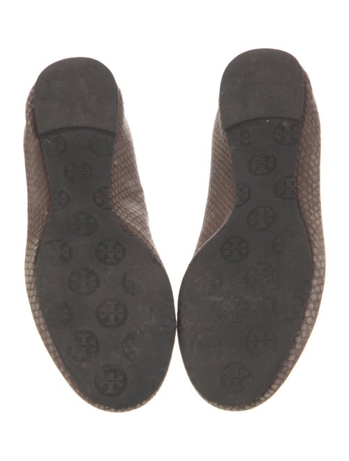 Tory Burch Signature Logo Snakeskin Flats