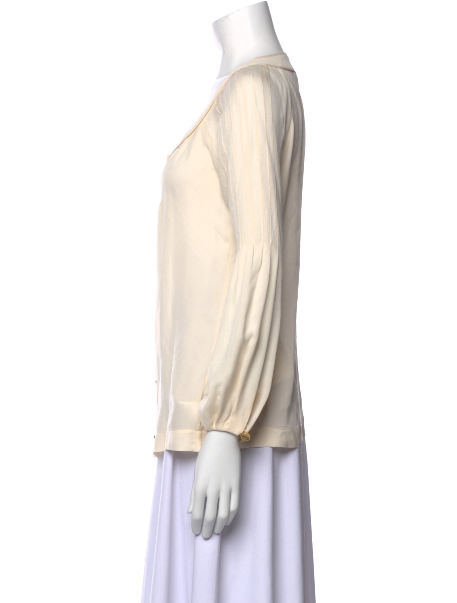 Tory Burch Silk Scoop Neck Button-Up Top