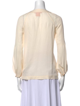 Tory Burch Silk Scoop Neck Button-Up Top