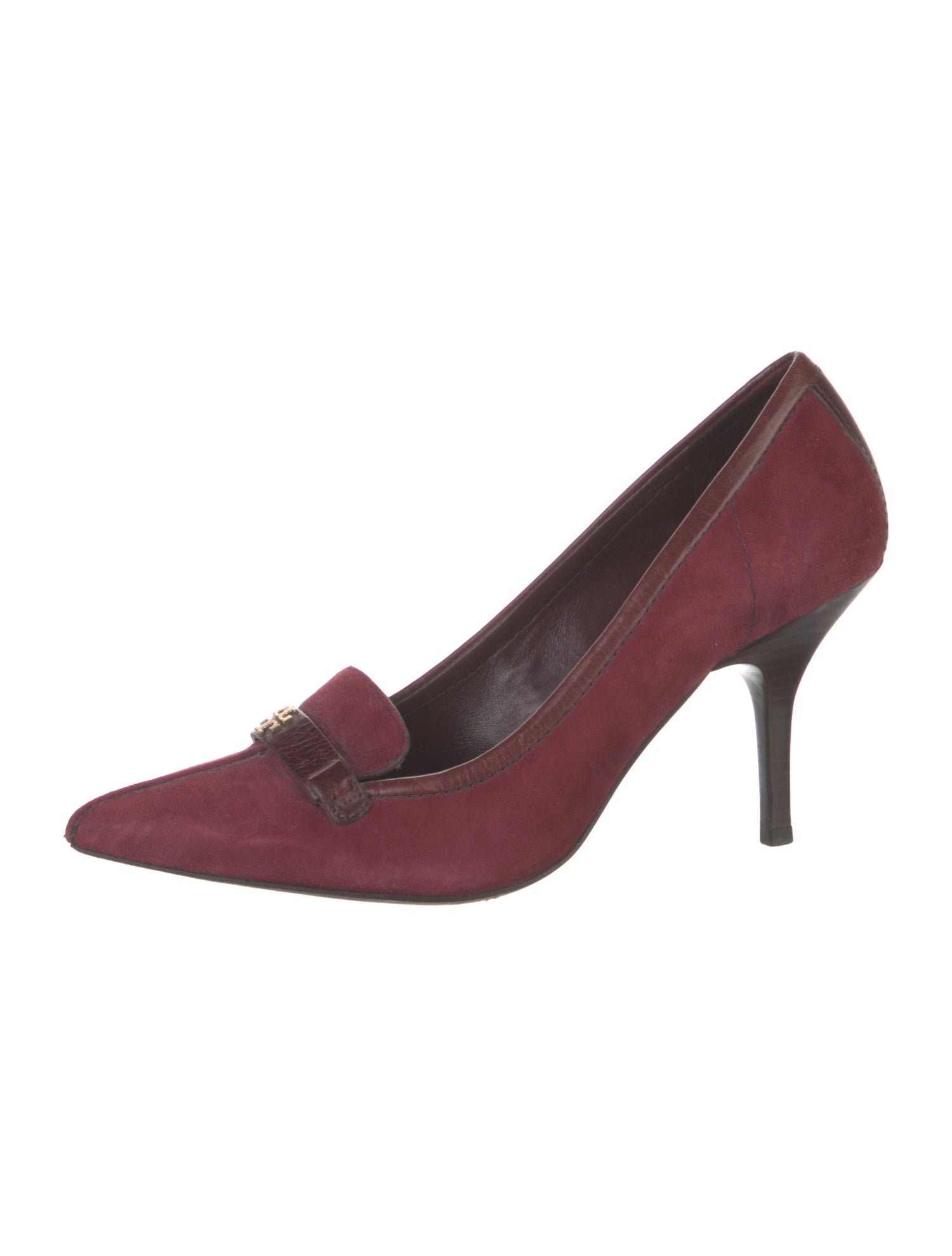 Tory Burch Suede Leather Trim Embellishment Pumps