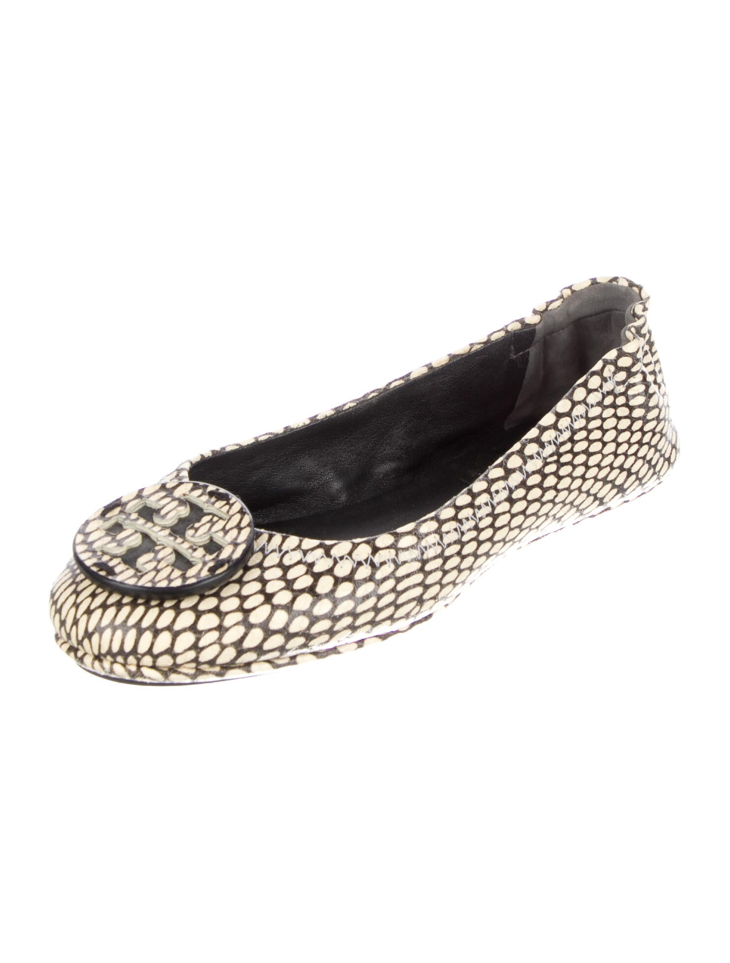 Tory Burch Leather Animal Print Ballet Flats