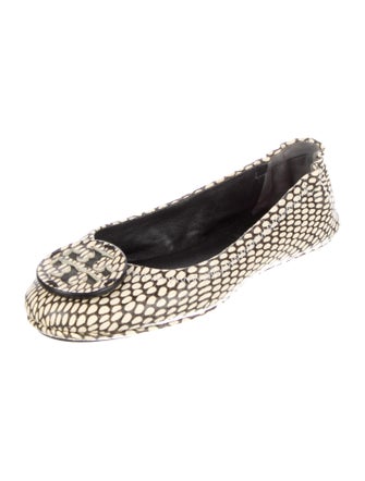 Tory Burch Leather Animal Print Ballet Flats