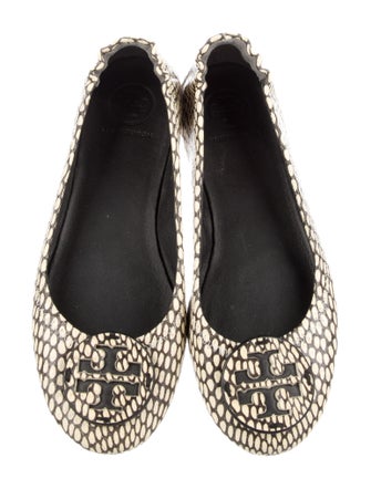 Tory Burch Leather Animal Print Ballet Flats