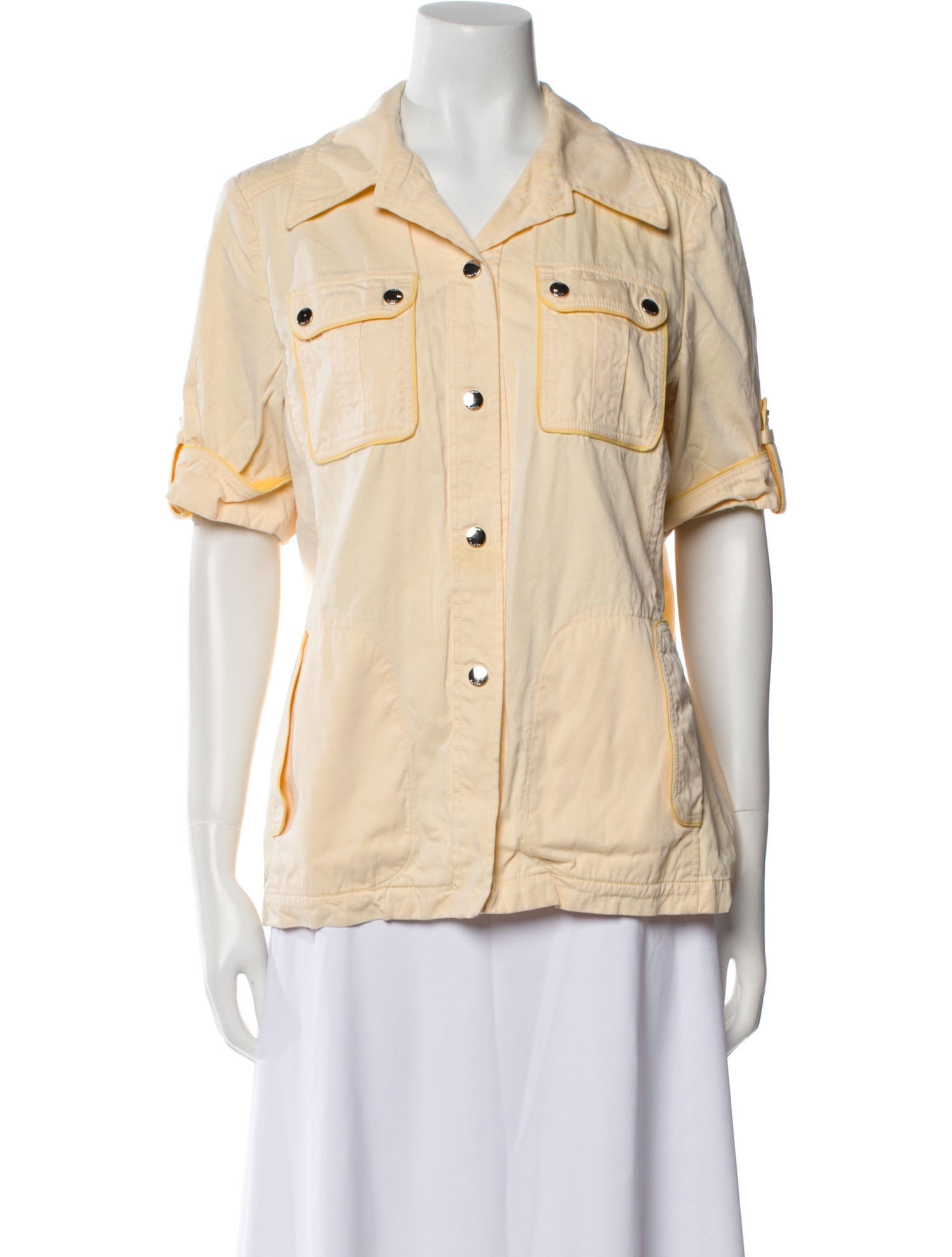 Tory Burch Short Sleeve Button-Up Top