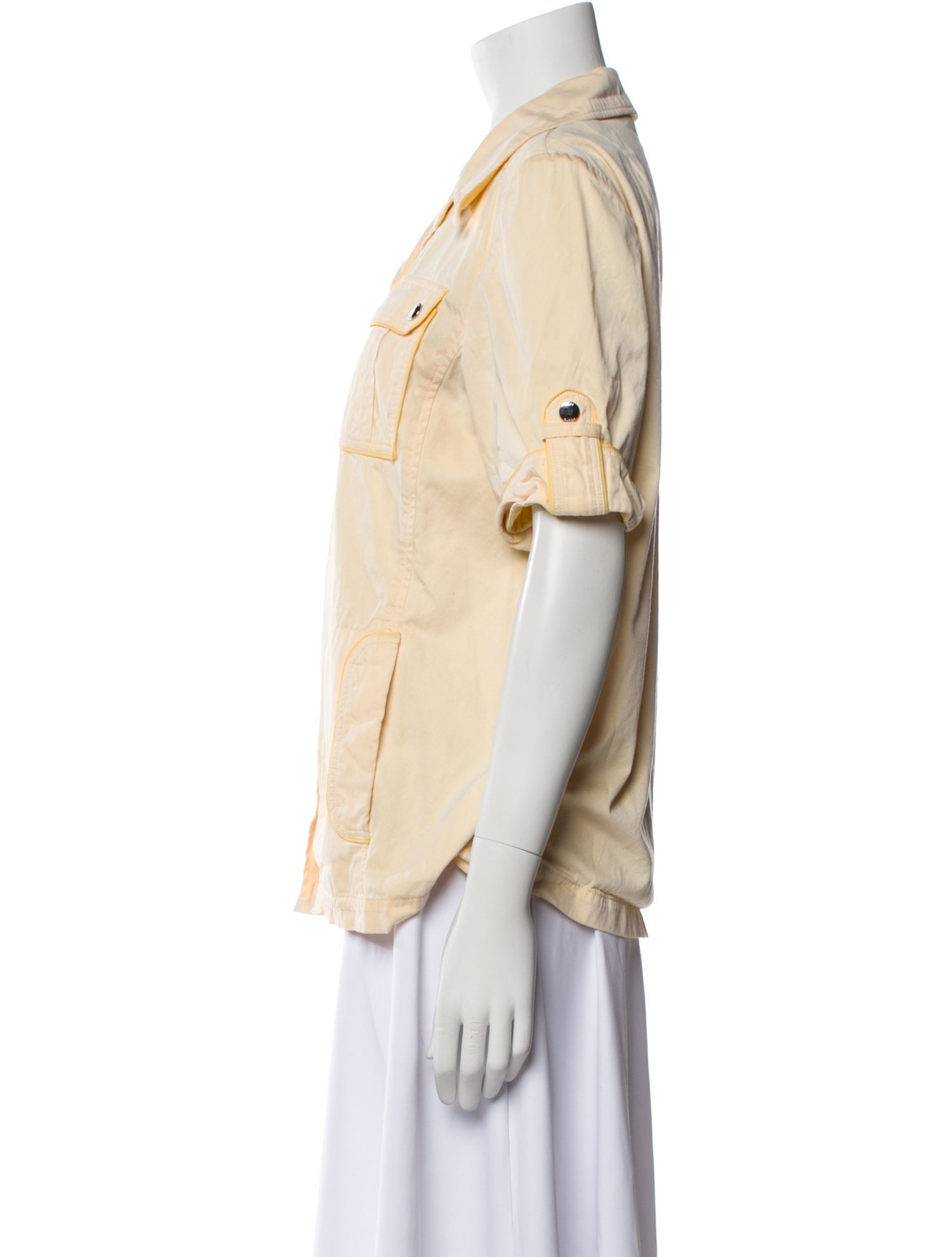 Tory Burch Short Sleeve Button-Up Top