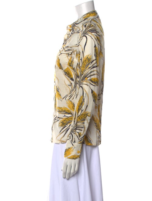Tory Burch Printed Long Sleeve Button-Up Top