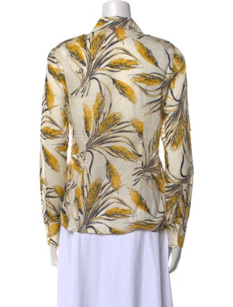 Tory Burch Printed Long Sleeve Button-Up Top