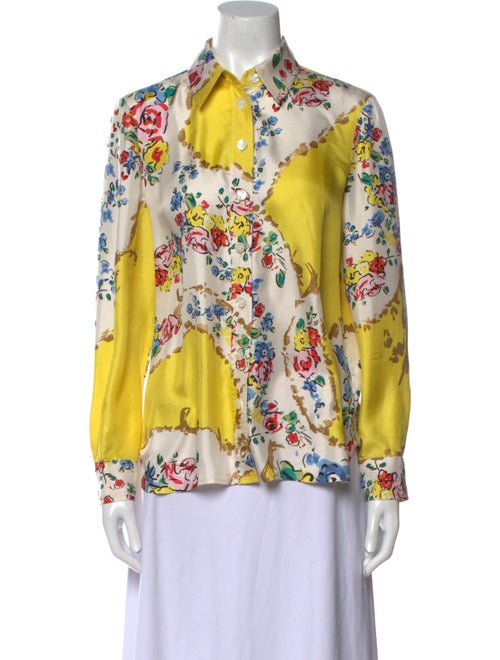 Tory Burch Silk Floral Print Button-Up Top