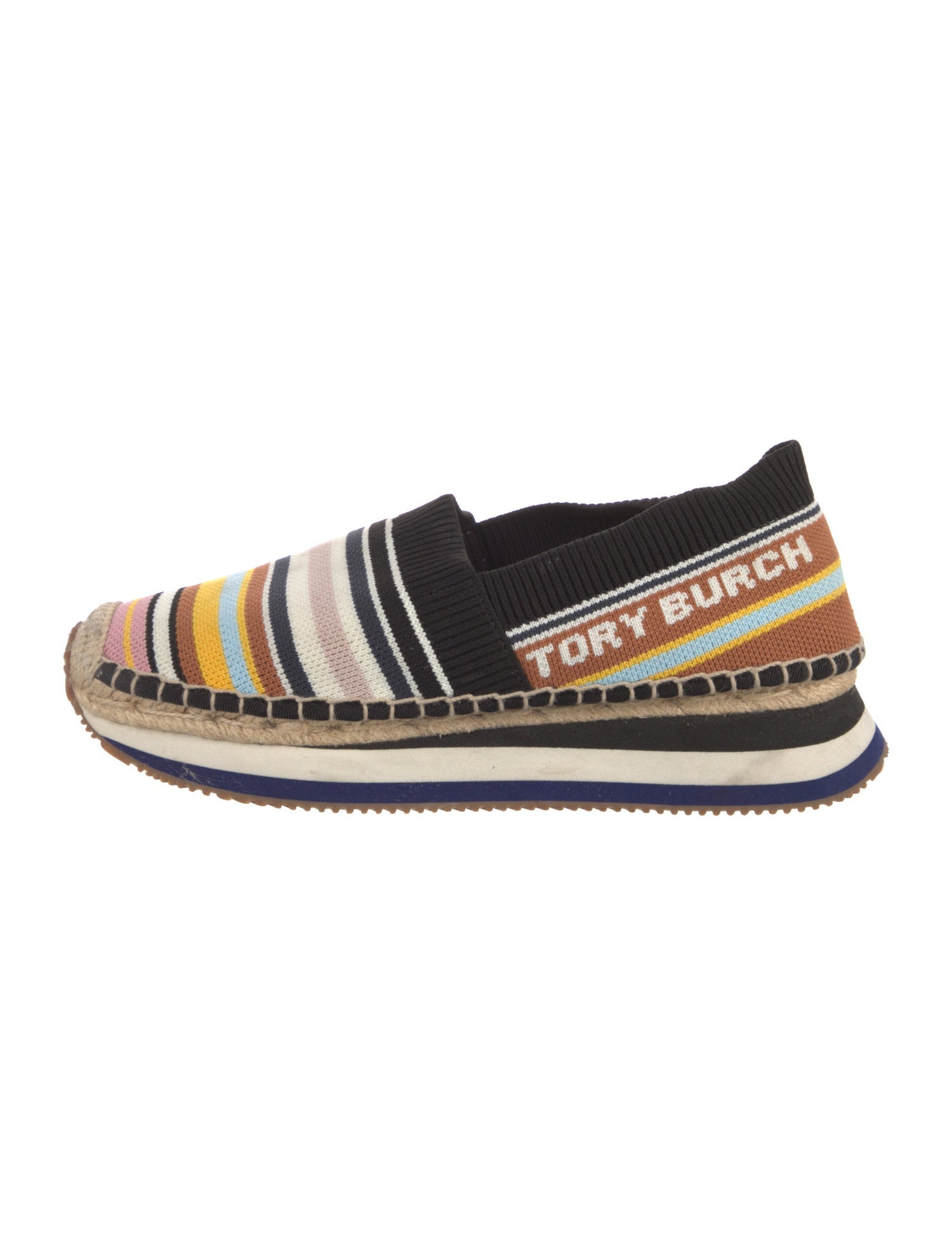 Tory Burch Signature Logo Striped Espadrilles