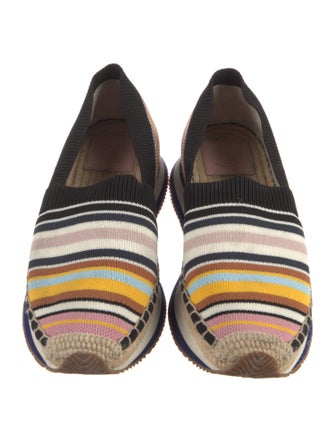 Tory Burch Signature Logo Striped Espadrilles