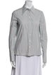 Tory Burch Striped Long Sleeve Button-Up Top