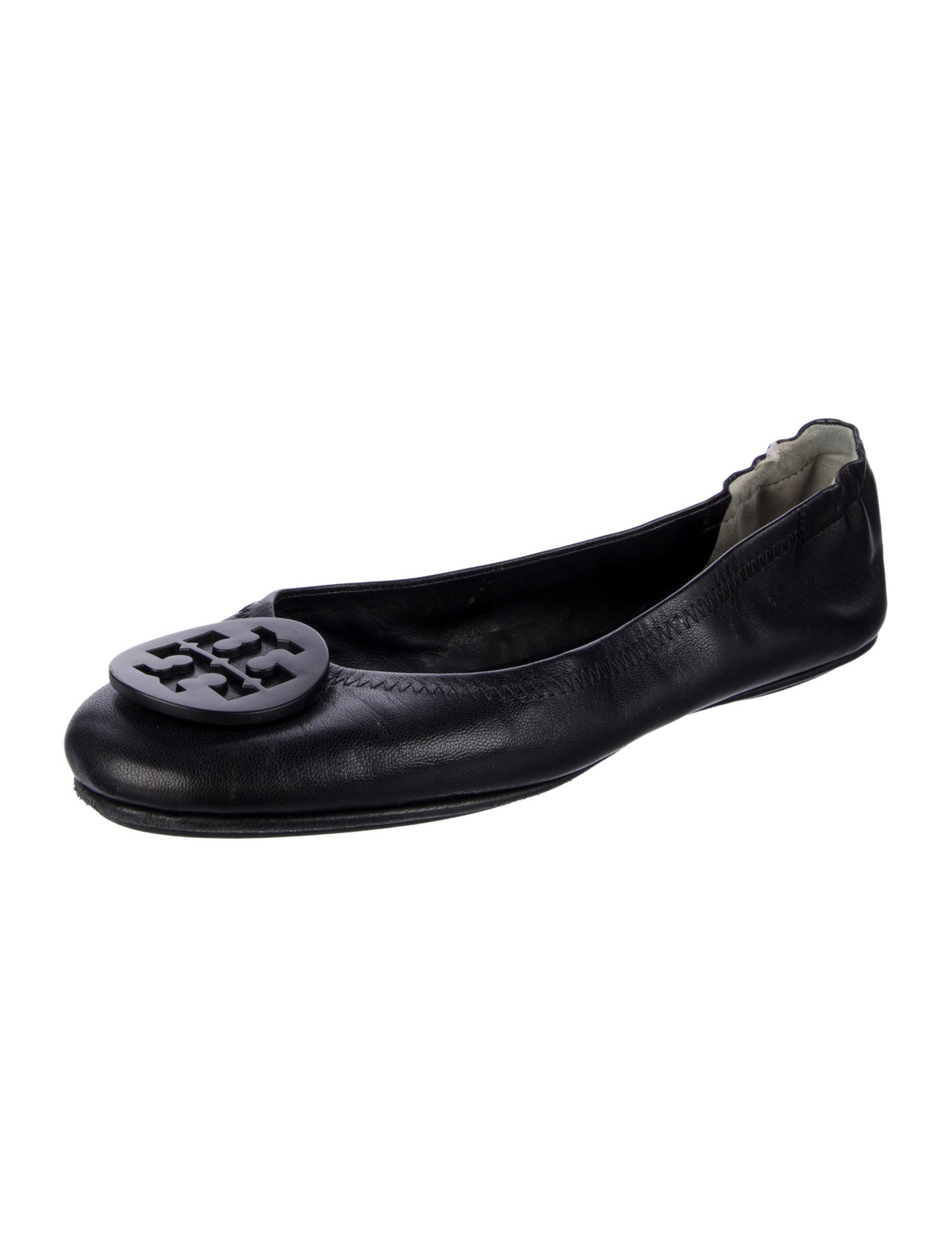 Tory Burch Signature Logo Leather Ballet Flats