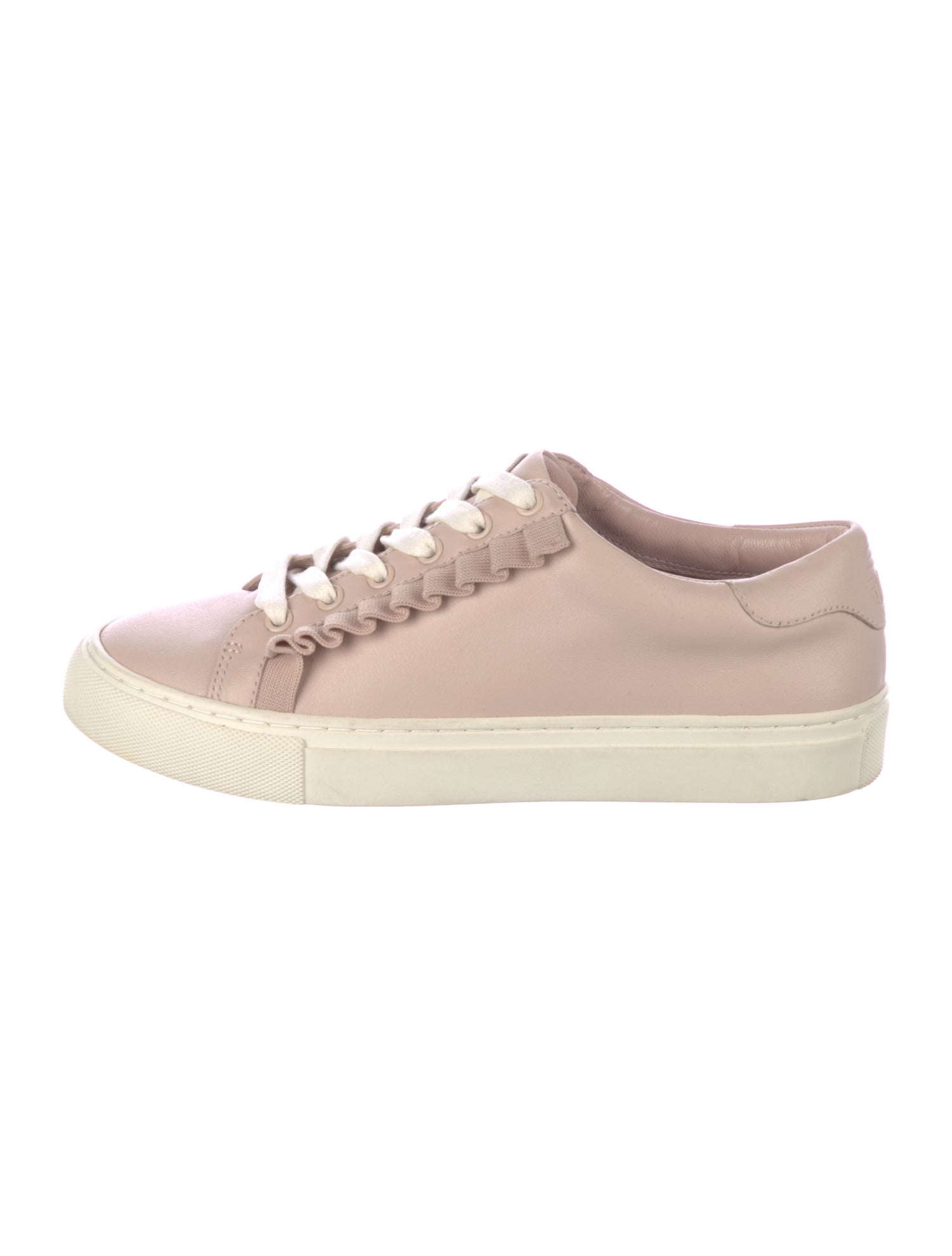 Tory Burch Leather Ruffle Embellishment Sneakers