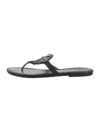 Tory Burch Signature Logo Leather Flip Flops