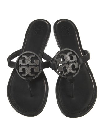 Tory Burch Signature Logo Leather Flip Flops